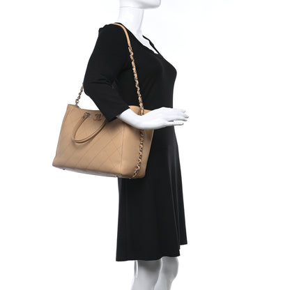 Chanel Bullskin Stitched Medium Shopping Bag Beige 2 of 9