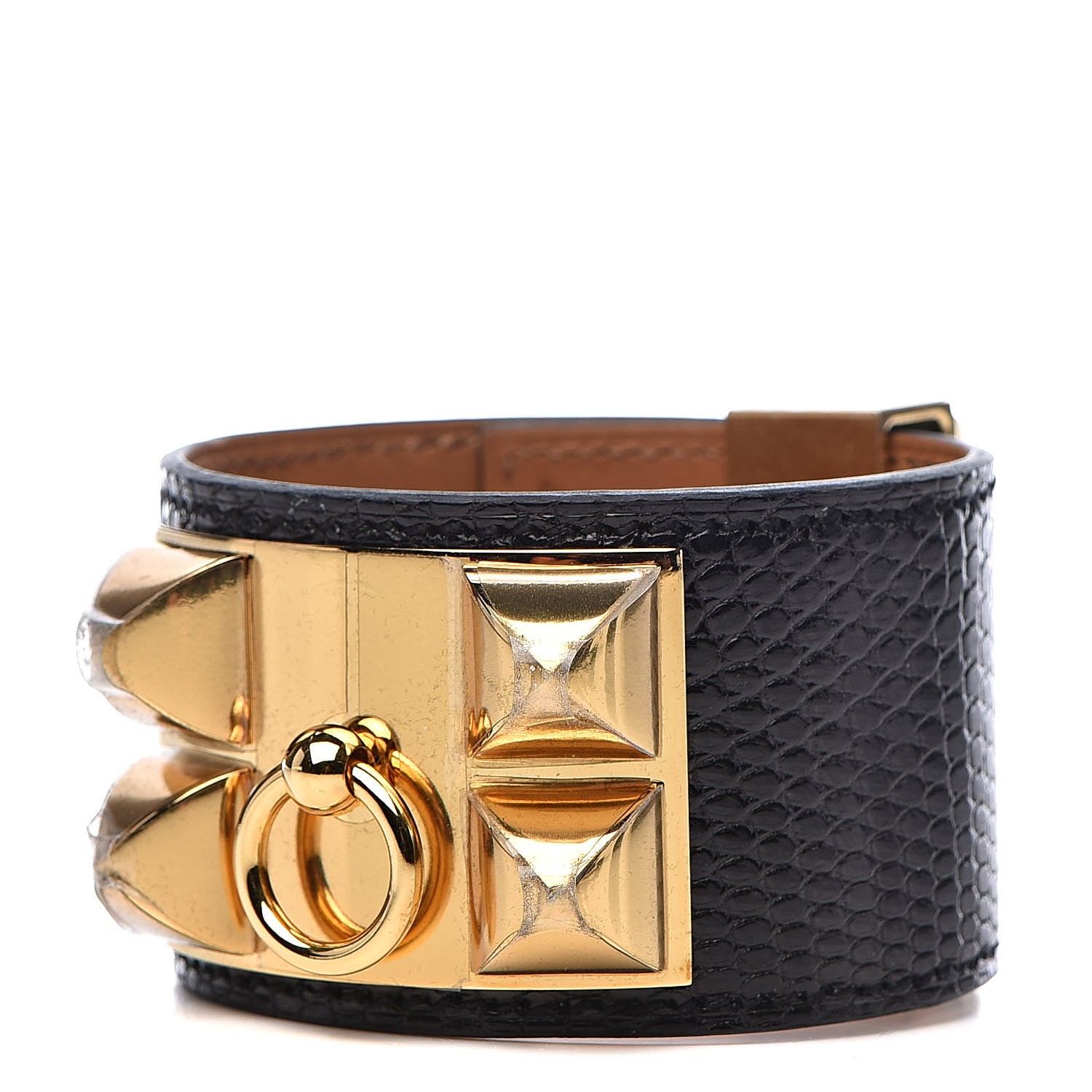 Hermes Lizard Collier De Chien CDC Bracelet T2 Black 1 of 6