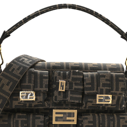 Fendi Fabric Jacquard FF 1974 Multipocket Baguette Tobacco Moro 8 of 10
