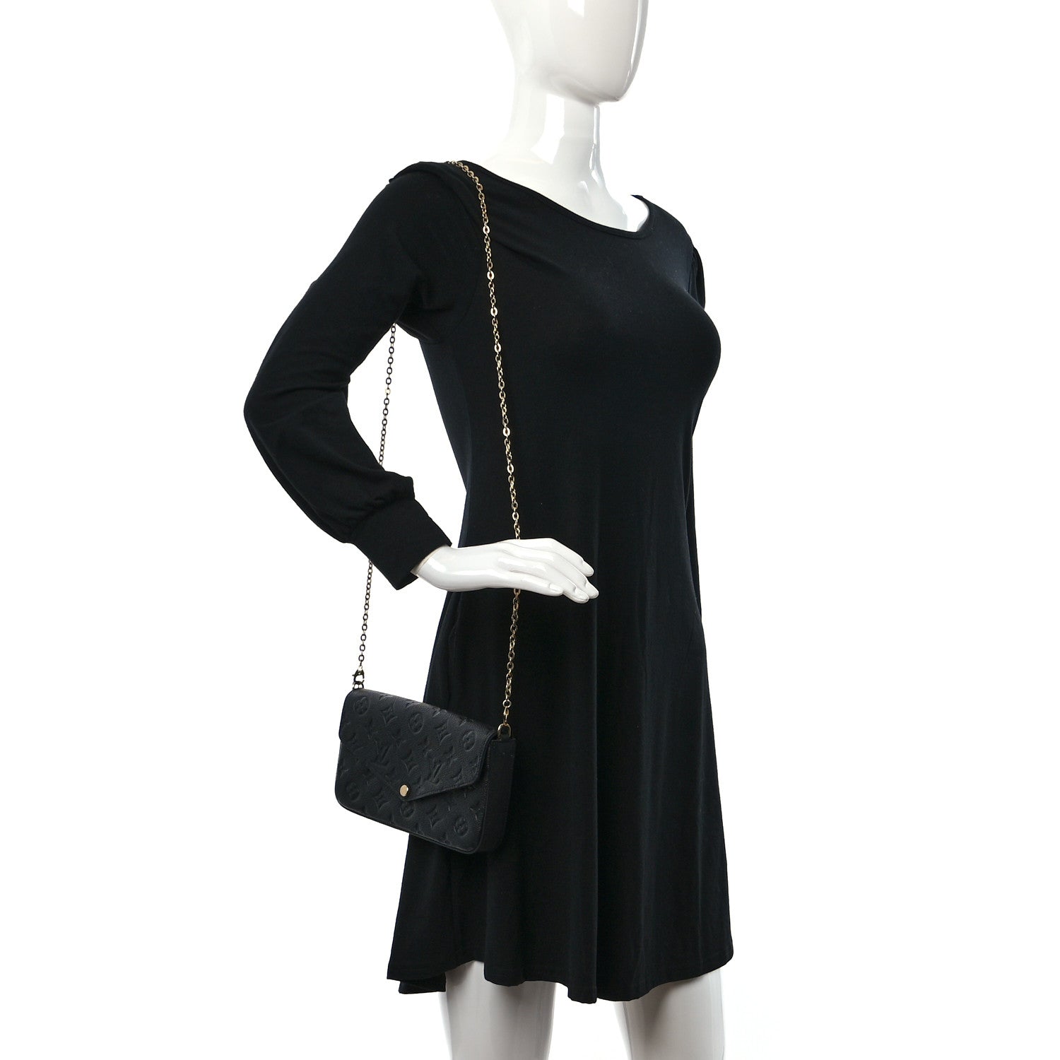 Louis Vuitton Empreinte Pochette Felicie Chain Wallet Black 3 of 11