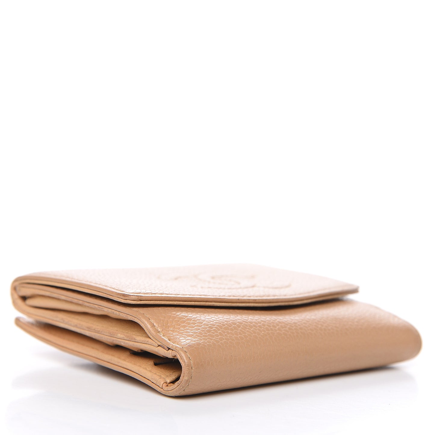 Caviar Timeless CC Compact French Wallet Beige