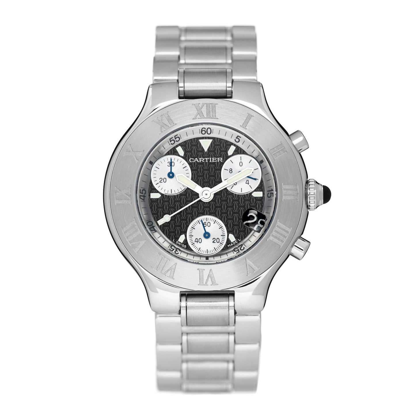 Stainless Steel 38mm Must de 21 Chronograph Quartz Watch Black
