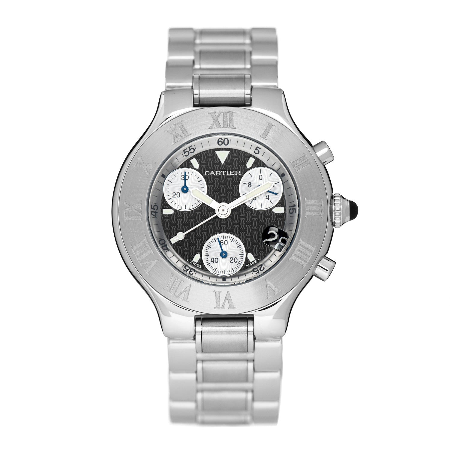 Cartier Stainless Steel 38mm Must de 21 Chronograph Quartz Watch Black 1 of 4