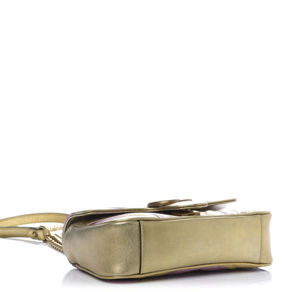Gucci Metallic Calfskin Matelasse Mini GG Marmont Shoulder Bag Gold Pink 4 of 11