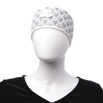 Chanel Metallic Cashmere CC Headband Cream Blue 2 of 4