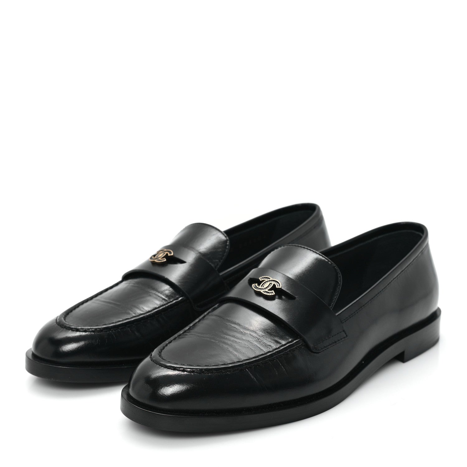 Chanel Shiny Calfskin CC Moccasin Loafers 36 Black 4 of 10