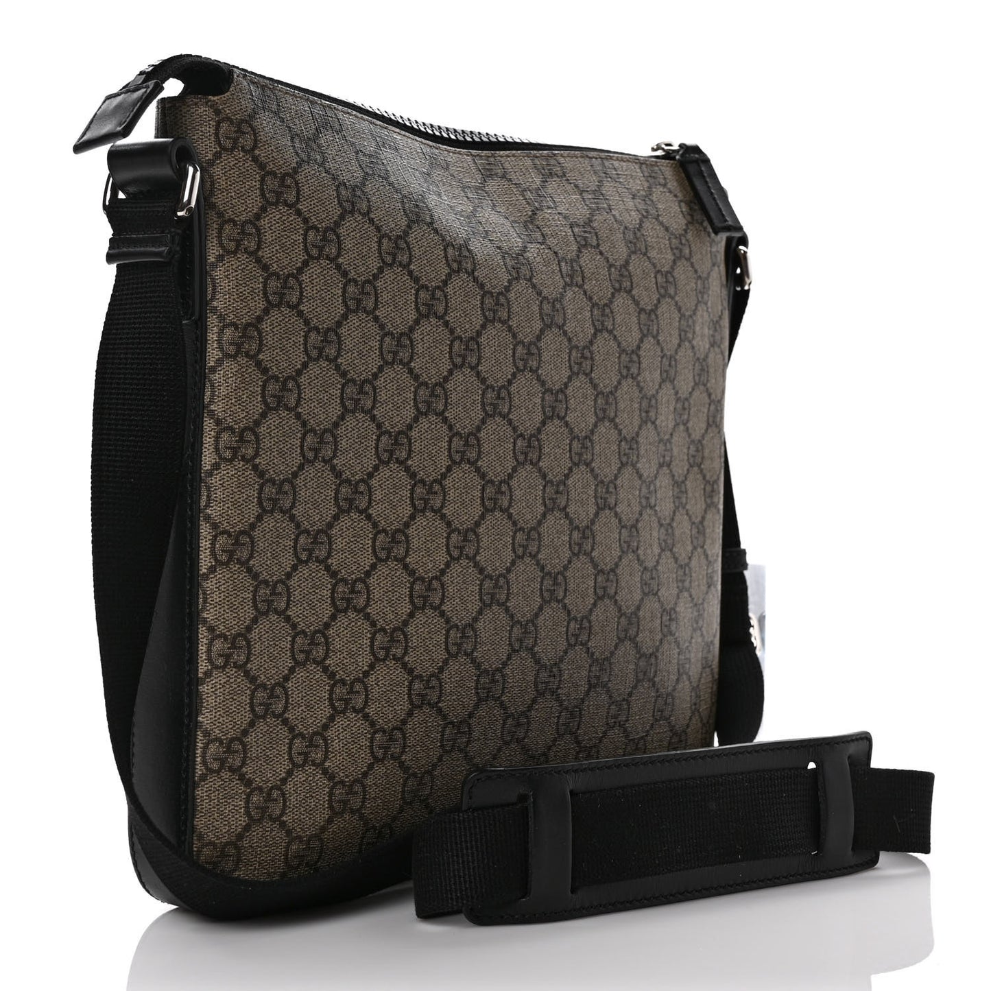 GG Supreme Monogram Medium Flat Messenger Bag Beige Black