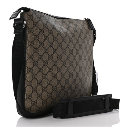 Gucci GG Supreme Monogram Medium Flat Messenger Bag Beige Black 3 of 9