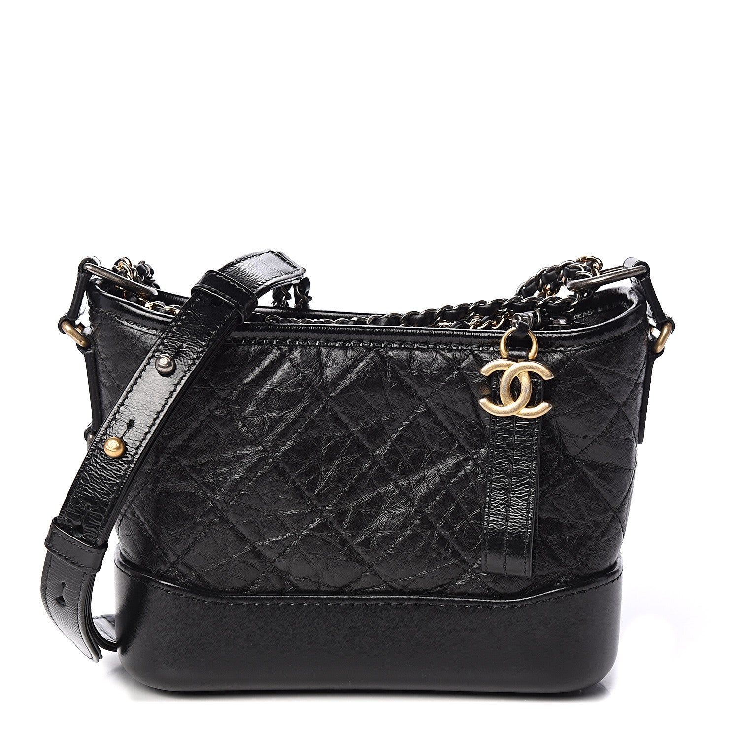 Chanel Aged Calfskin Quilted Small Gabrielle Hobo Black 1 of 10