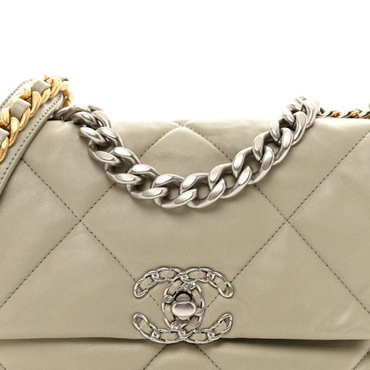 Chanel Lambskin Quilted Medium Chanel 19 Flap Light Grey 5 of 10