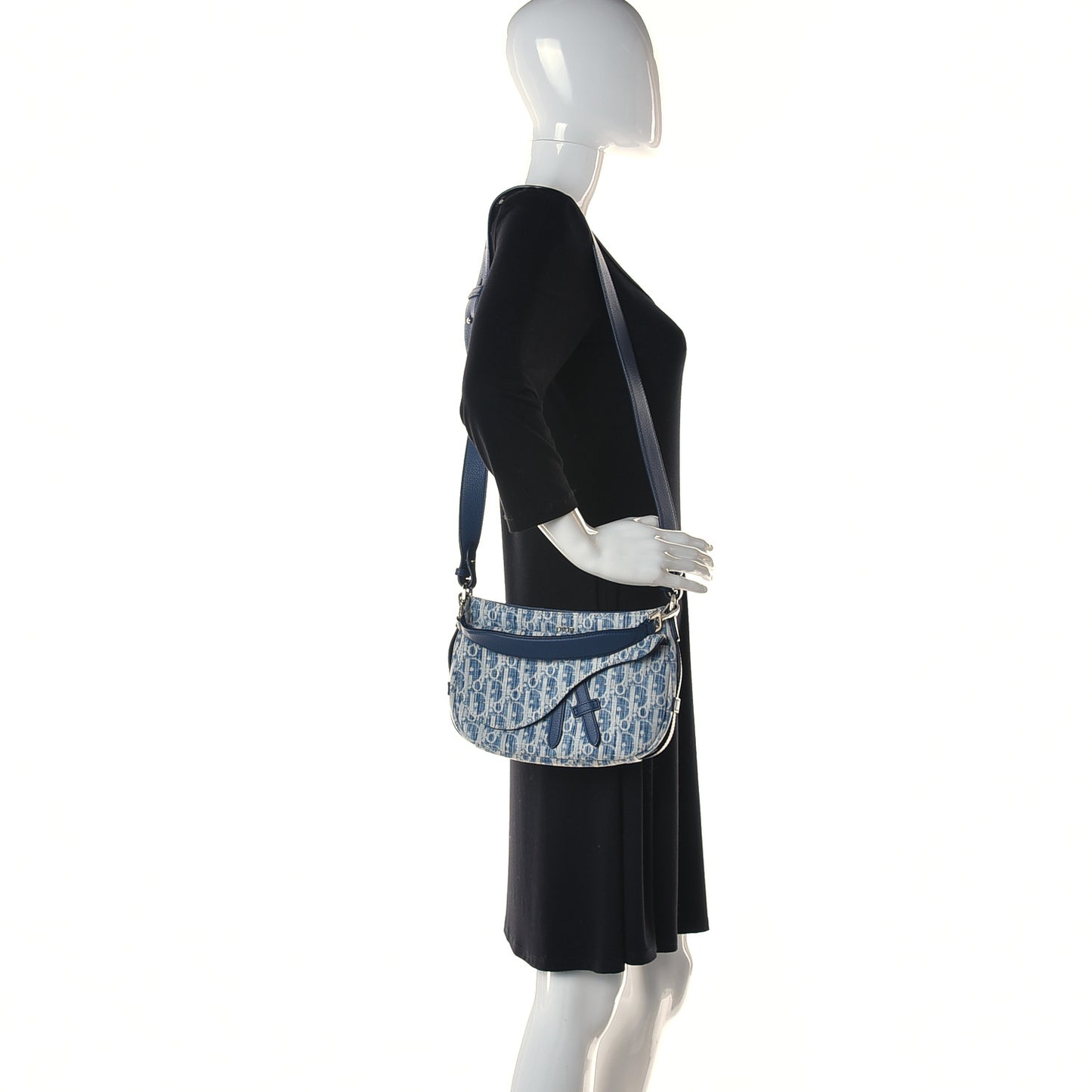 Denim Oblique Soft Saddle Bag Blue