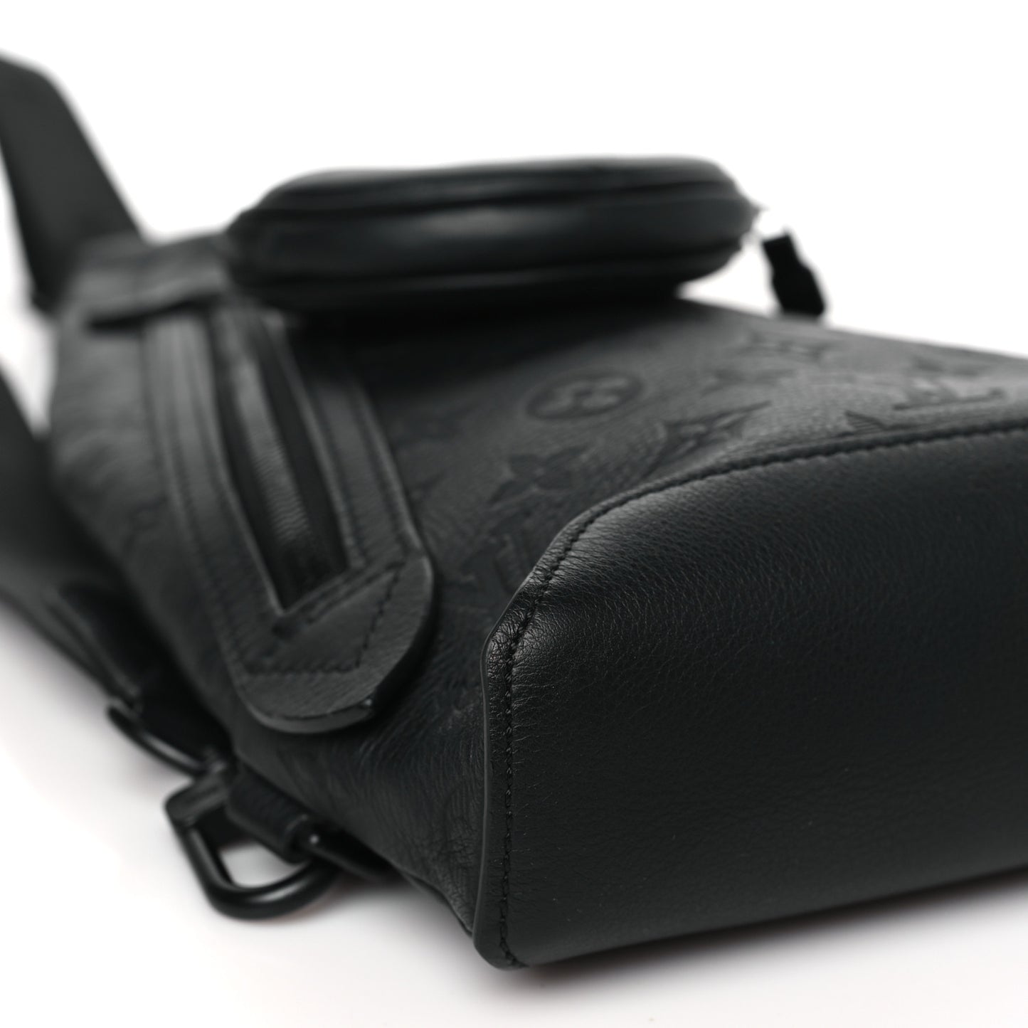 Calfskin Shadow Monogram Duo Slingbag Black