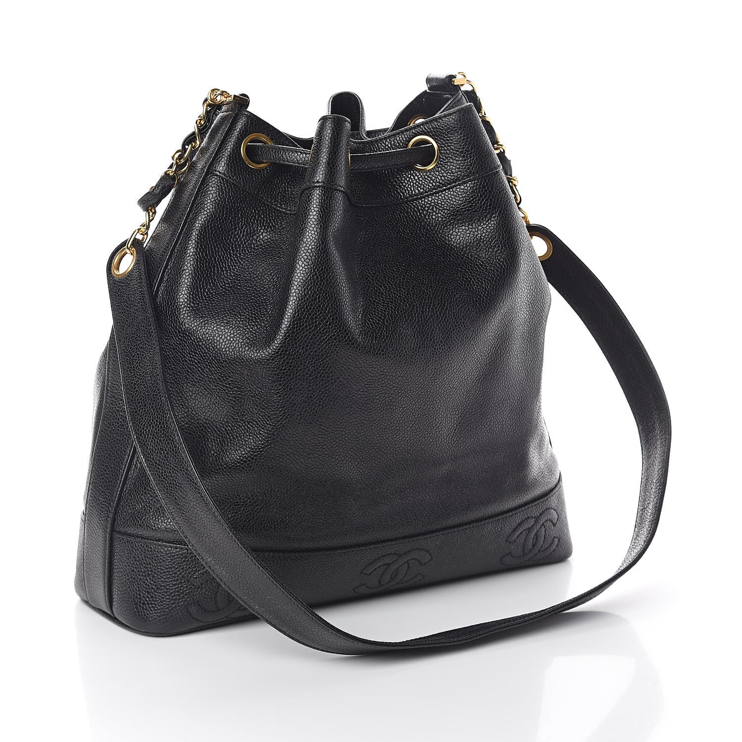 Chanel Caviar CC Drawstring Shoulder Bag Black 4 of 12