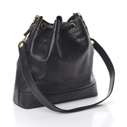 Chanel Caviar CC Drawstring Shoulder Bag Black 4 of 12
