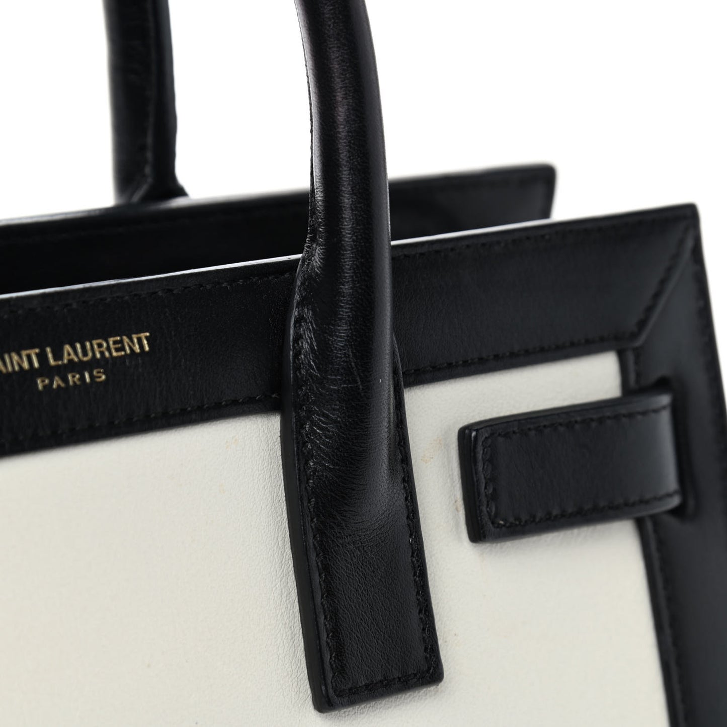 Calfskin Bi-Color Nano Sac De Jour Porcellana Black