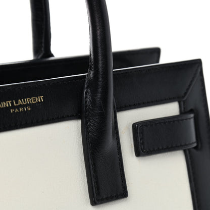 Saint Laurent Calfskin Bi-Color Nano Sac De Jour Porcellana Black 7 of 8