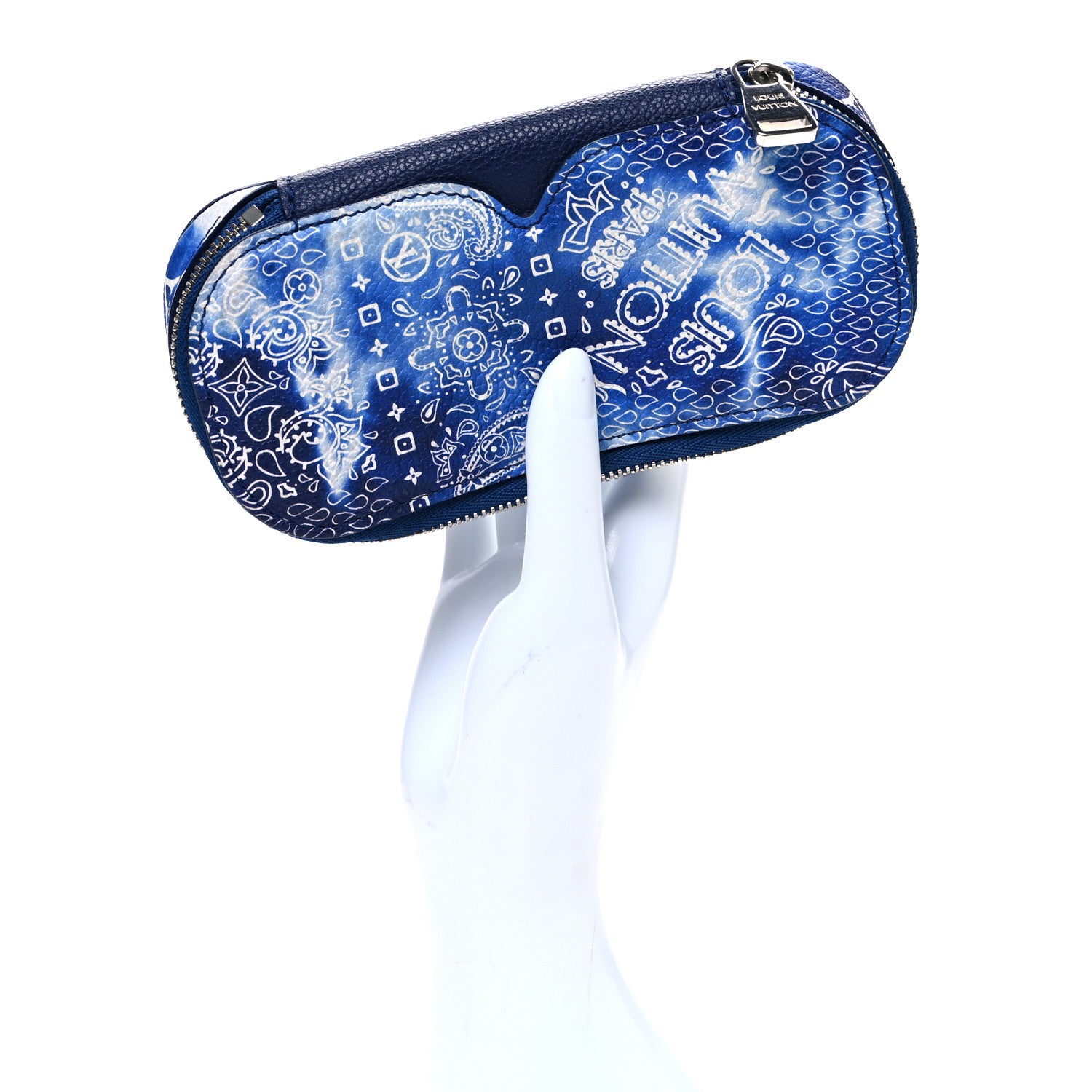 Louis Vuitton Cowhide Monogram Bandana Sunglasses Case GM Blue White 2 of 6