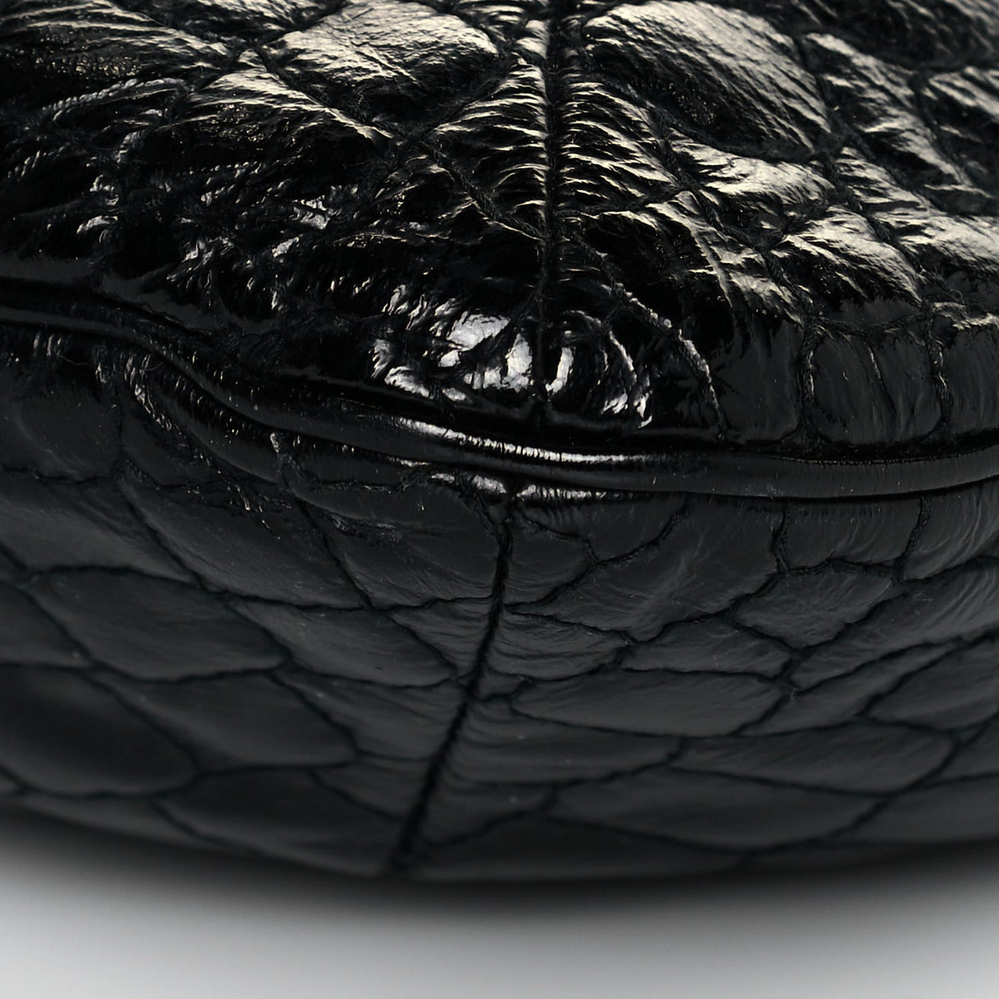 Glazed Calfskin Crocodile Embossed Tribute Tote Black
