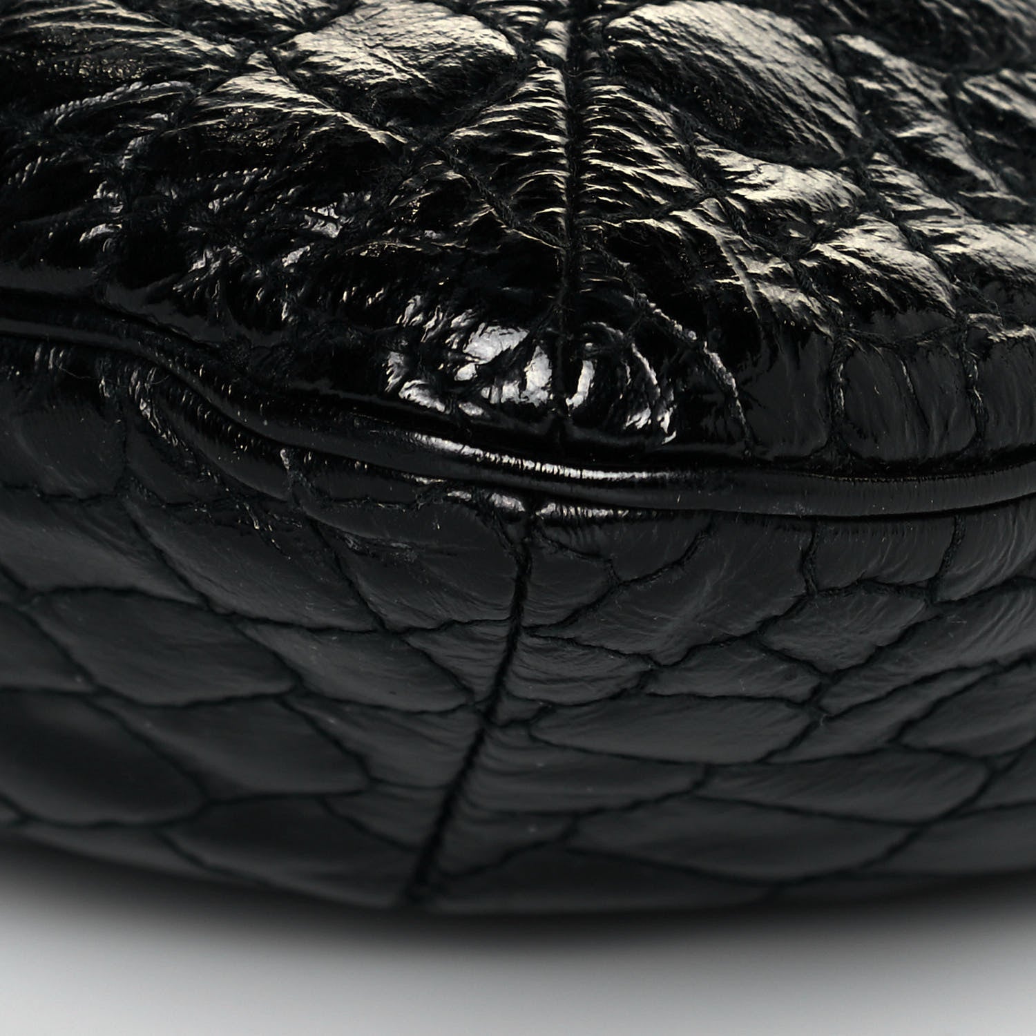 Saint Laurent Glazed Calfskin Crocodile Embossed Tribute Tote Black 10 of 11
