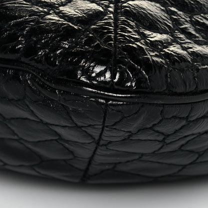 Saint Laurent Glazed Calfskin Crocodile Embossed Tribute Tote Black 10 of 11