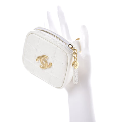 Chanel Caviar Quilted Diamond Arm Coin Purse White 2 of 8