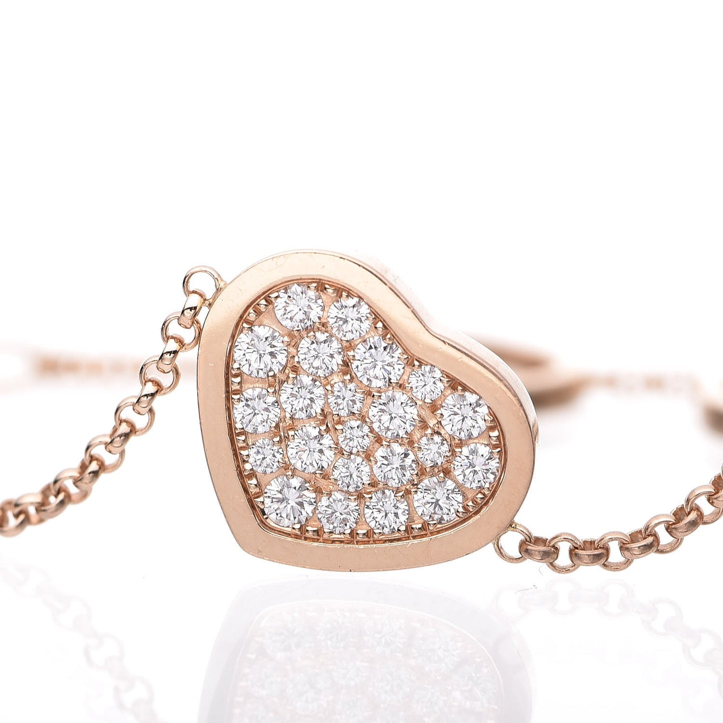 18K Rose Gold Diamond Happy Hearts Bracelet
