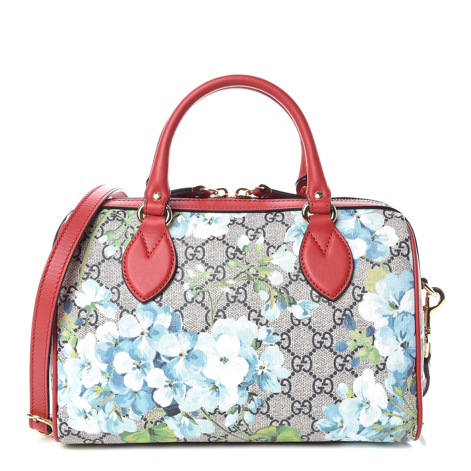 Gucci GG Supreme Monogram Blooms Small Boston Beige Blue Navy Hibiscus Red 1 of 9