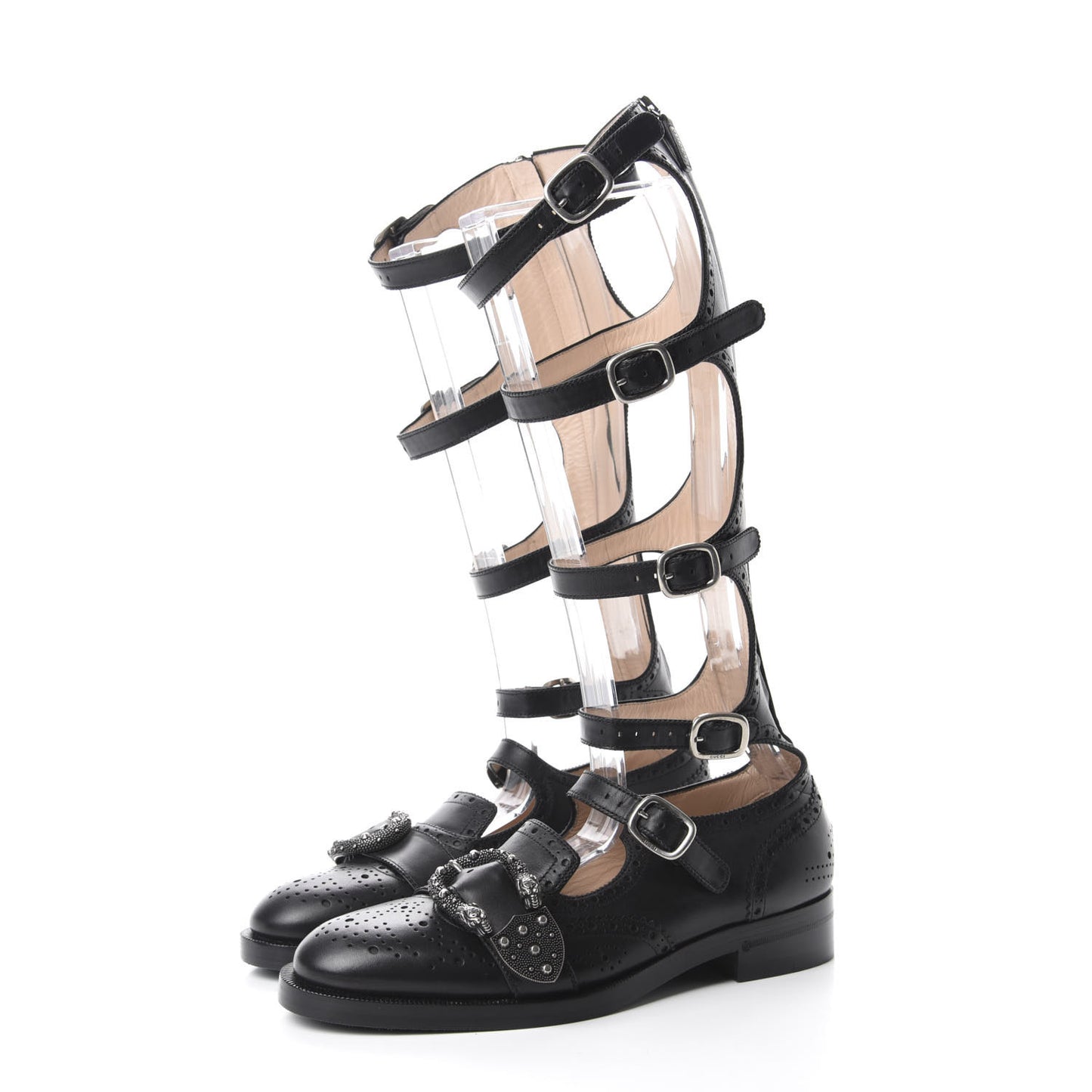 Calfskin Queercore Brogue Knee High Boots 37.5 Black