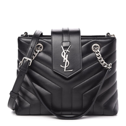 Saint Laurent Calfskin Y Quilted Monogram Small Loulou Shopper Black 1 of 10