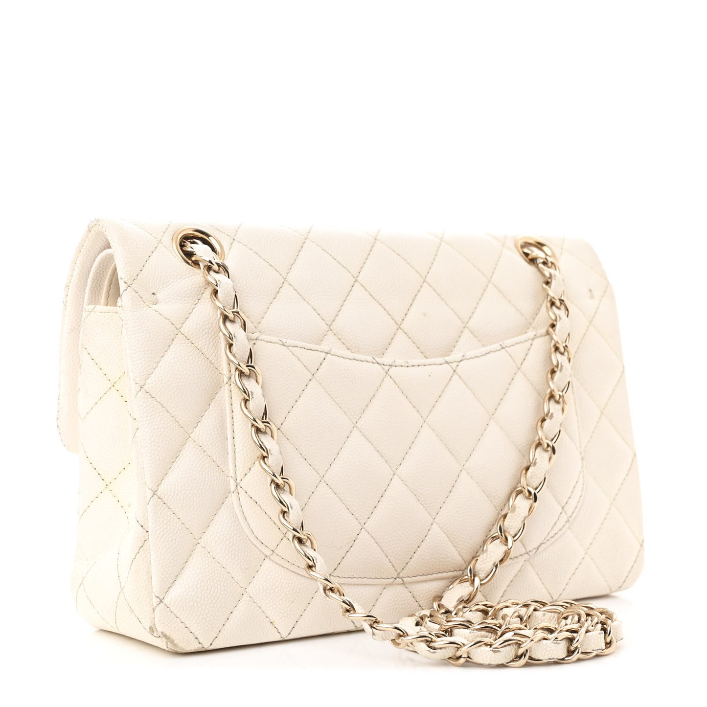 Caviar Quilted Small Double Flap White