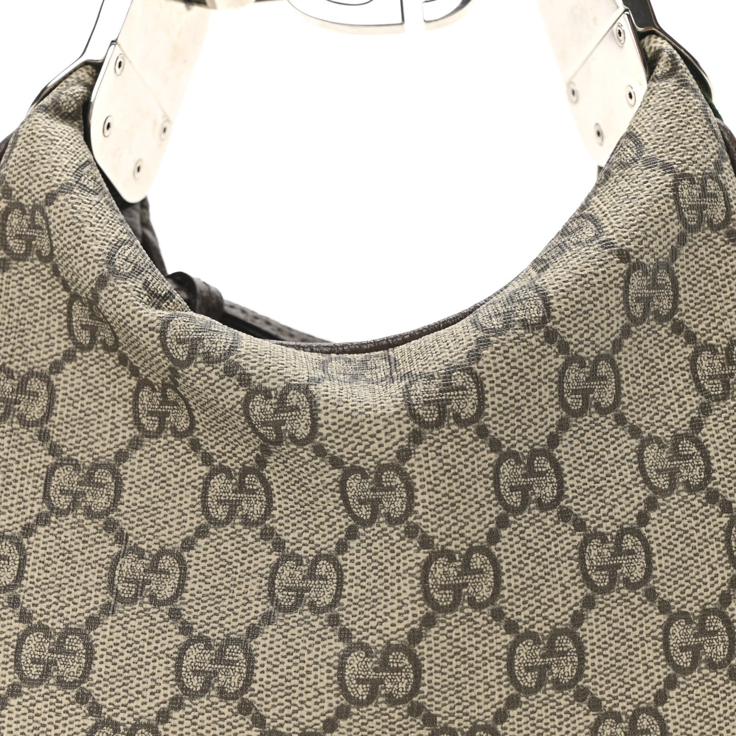GG Supreme Monogram Textured Dollar Calfskin Web Mini Attache Bag Beige Ebony New Acero Beige Ebony New Acero