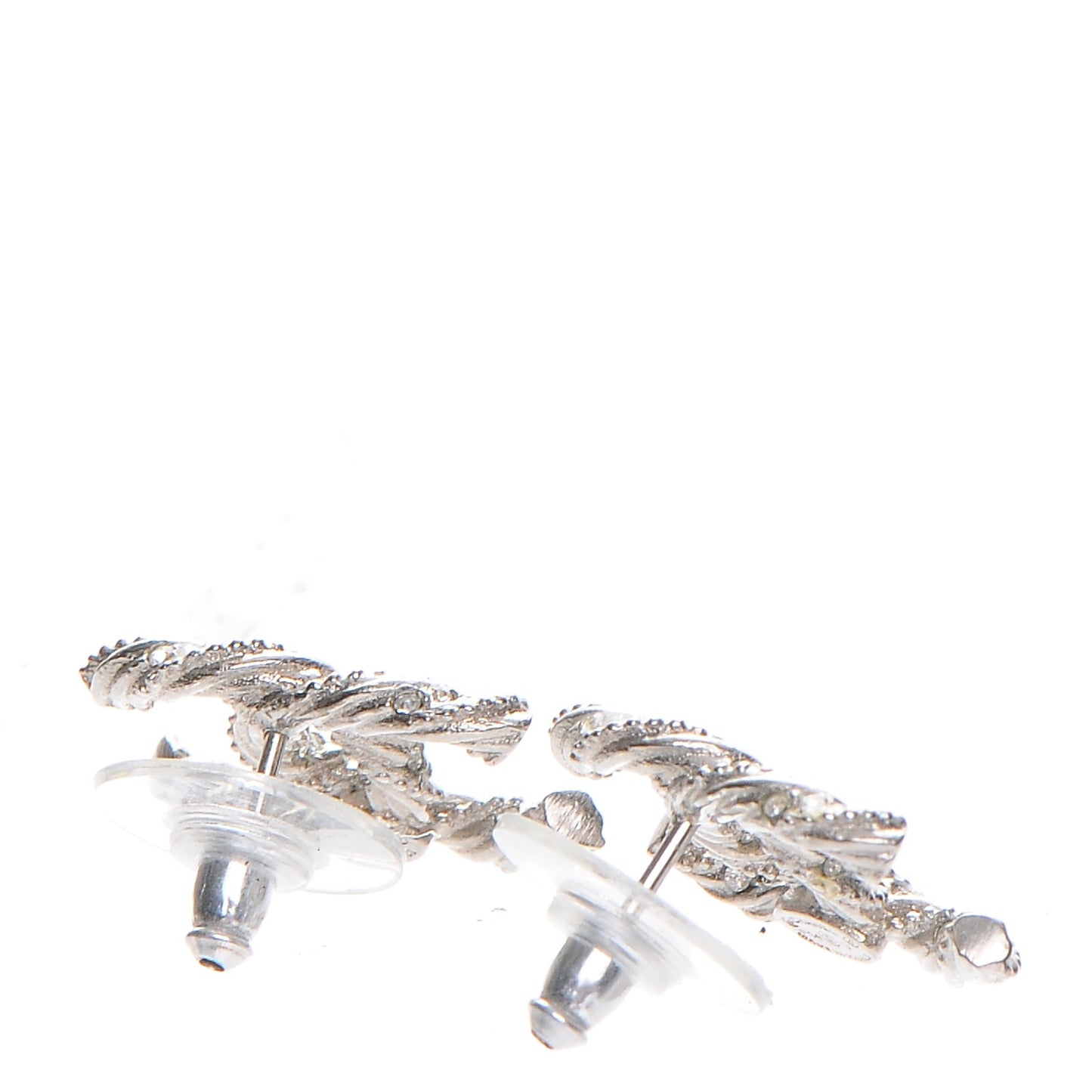Crystal CC Twisted Earrings Silver