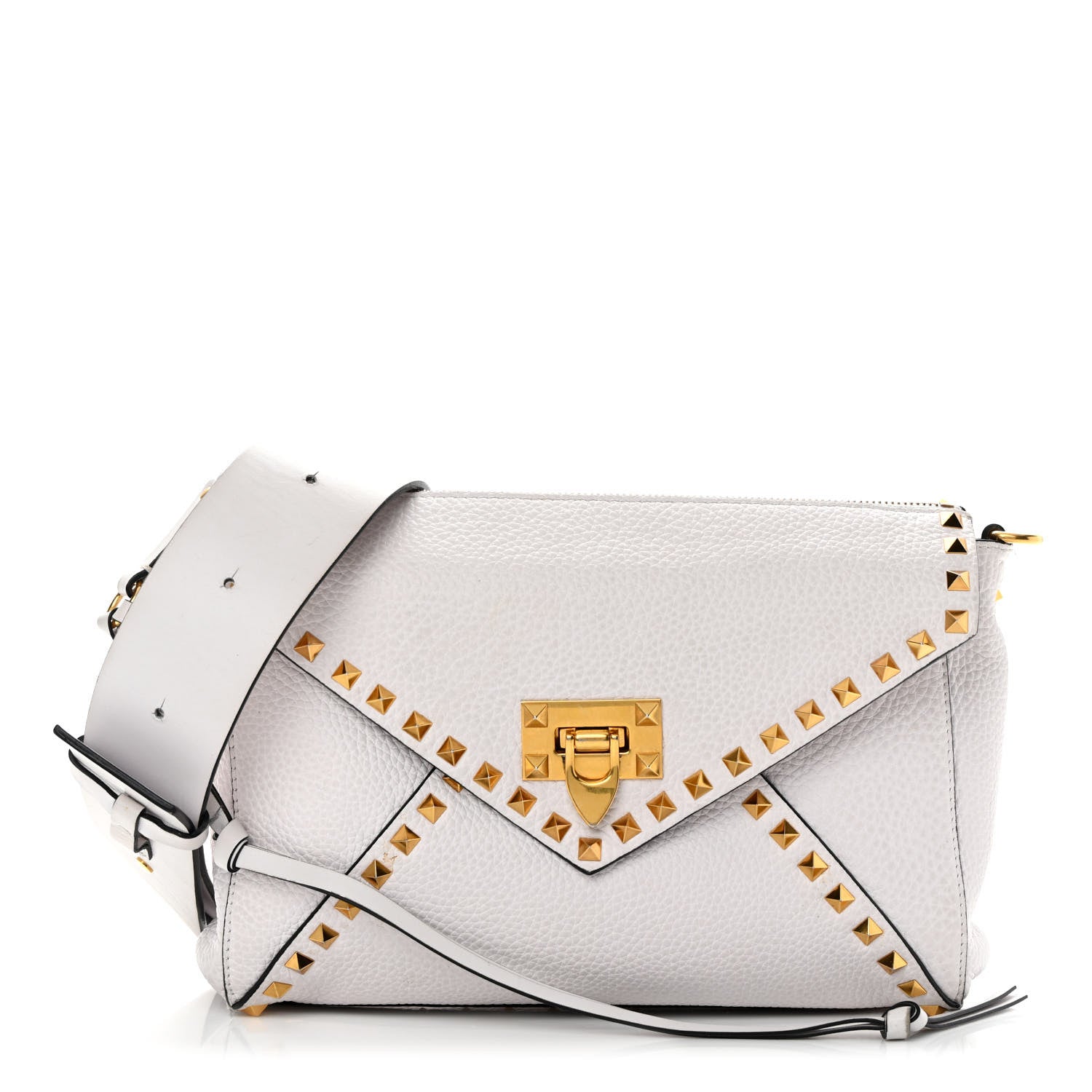 Valentino Garavani Pebbled Calfskin Medium Rockstud Hype Shoulder Bag White 1 of 19