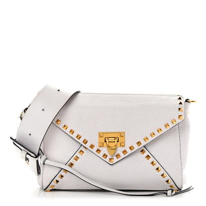 Valentino Garavani Pebbled Calfskin Medium Rockstud Hype Shoulder Bag White 1 of 19
