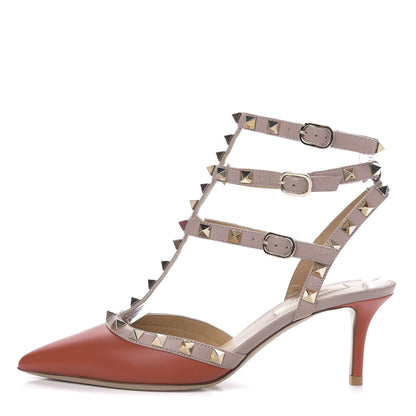 Valentino Garavani Nappa Rockstud Ankle Strap 65mm Pumps 36.5 Deep Coral Poudre 1 of 8