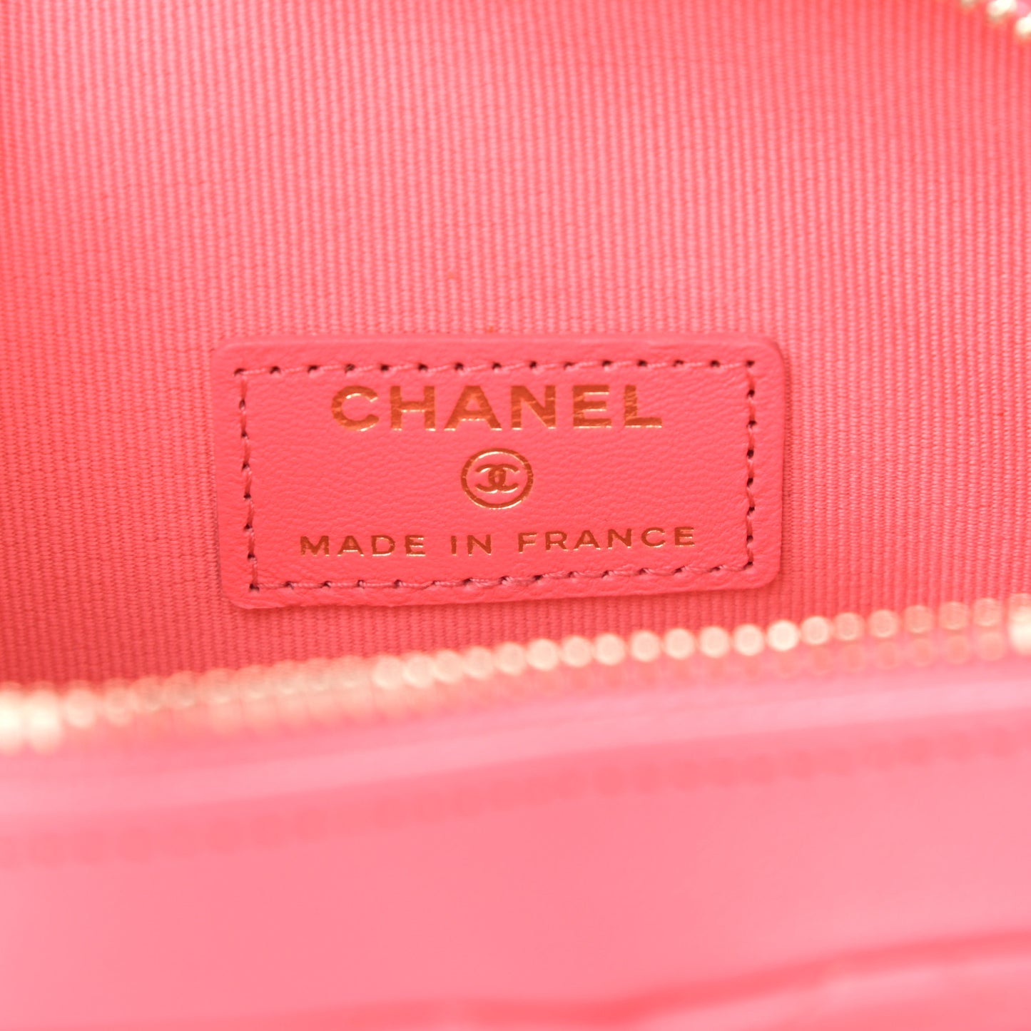 Lambskin Quilted CC In Love Heart Clutch With Chain Pink
