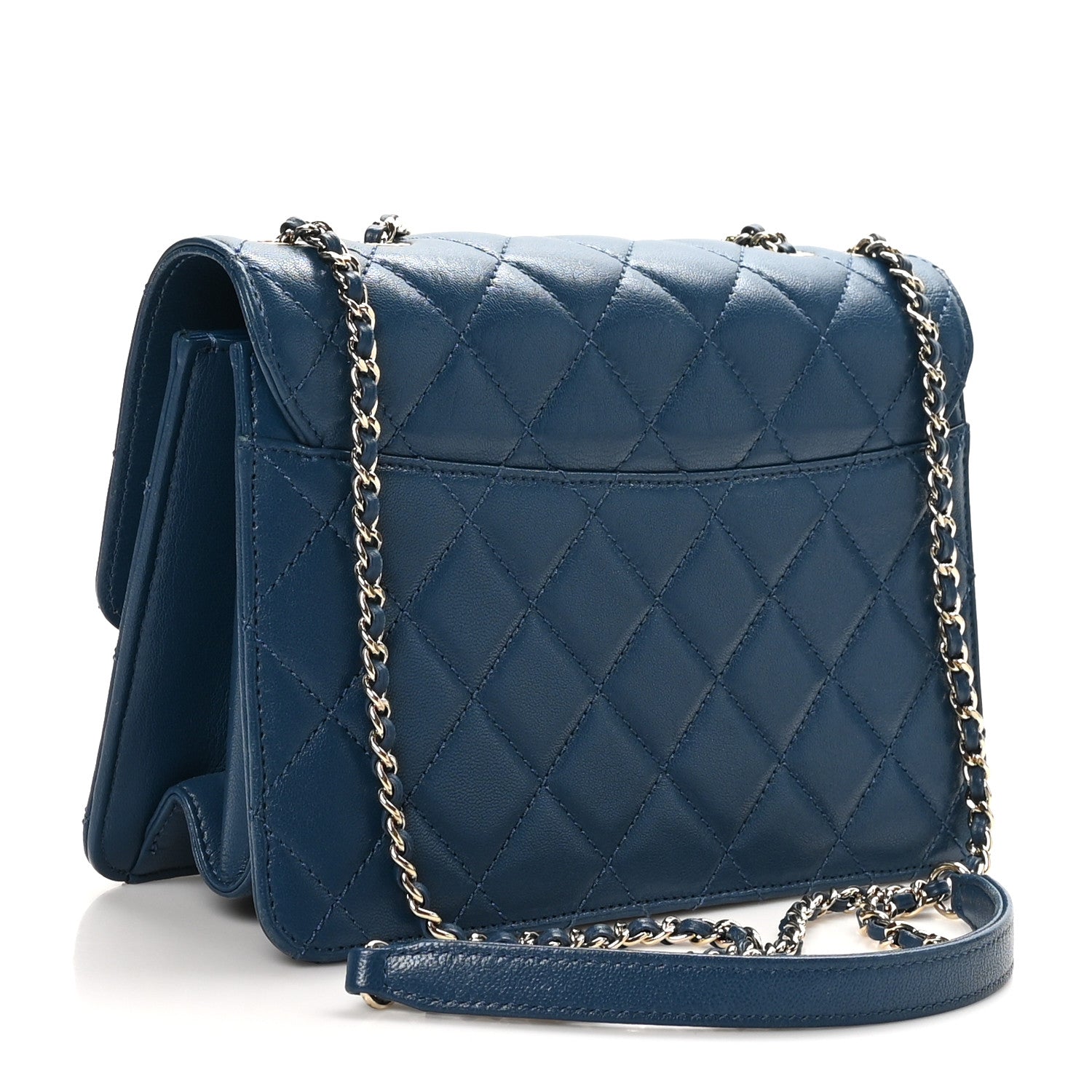 Chanel Sheepskin Quilted Beauty Lock Flap Blue 3 of 10