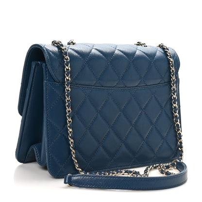 Chanel Sheepskin Quilted Beauty Lock Flap Blue 3 of 10