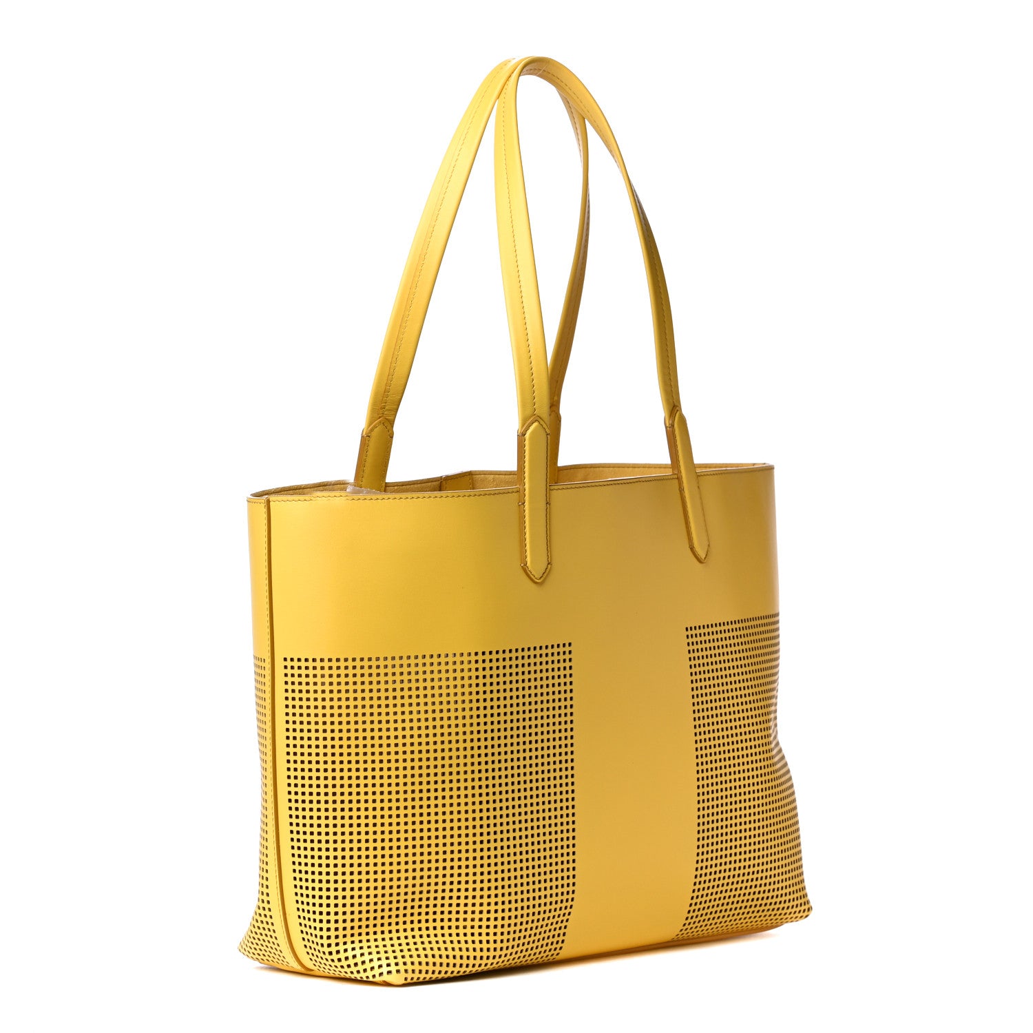 Tom Ford Calfskin Perforated Small East West Graphic T Tote Citron 2 of 4