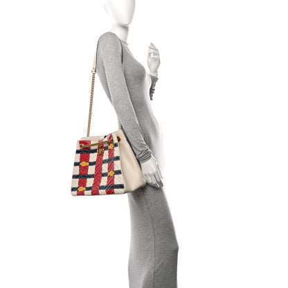 Gucci Calfskin Matelasse Trompe L'Oeil Print Medium GG Marmont Shoulder Tote Mystic White Hibiscus Red Marine Giallo 2 of 14