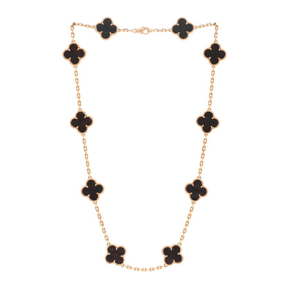 Van Cleef & Arpels 18K Rose Gold Letterwood 10 Motifs Vintage Alhambra Necklace 3 of 6