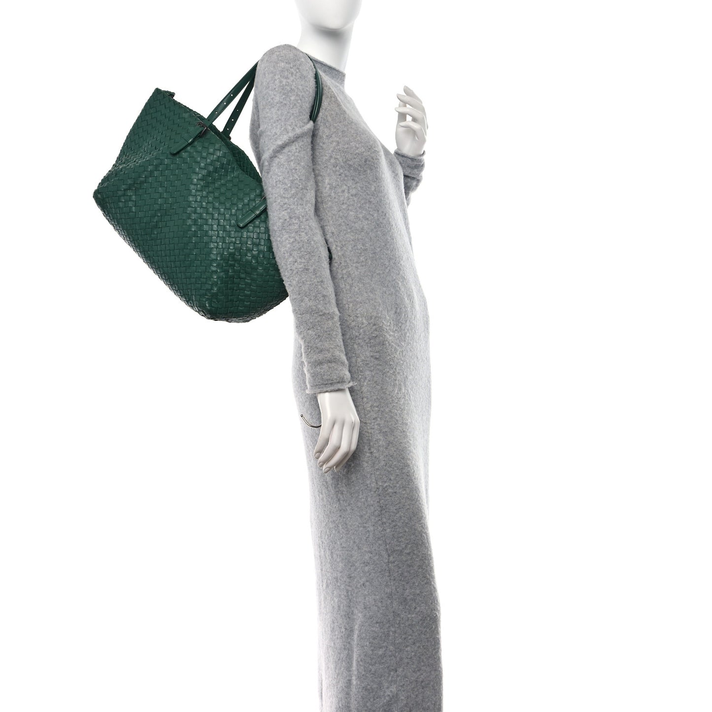 Nappa Intrecciato Medium Cesta Tote Green