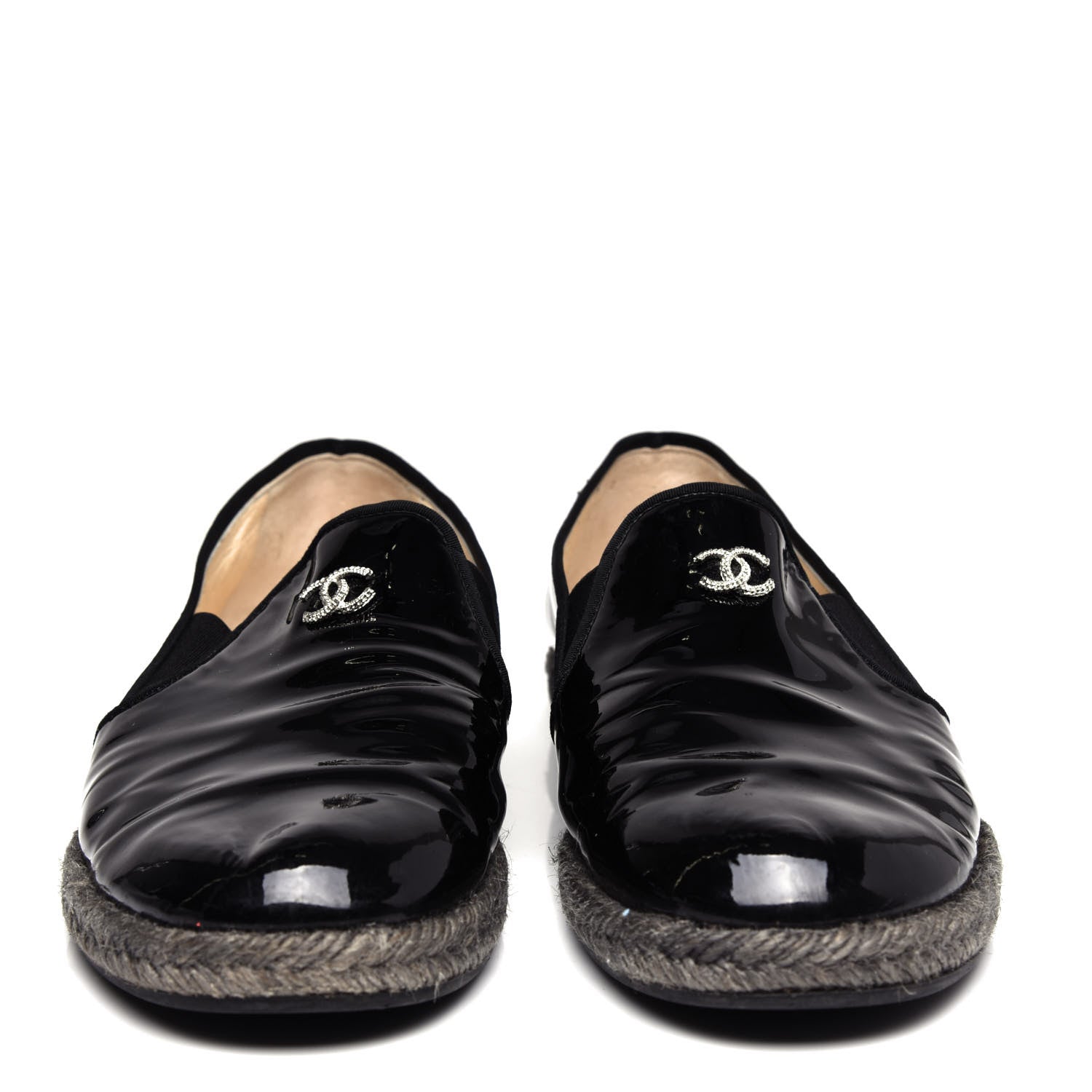 Chanel Patent Calfskin CC Mocassin Loafer Espadrilles 40.5 Black 5 of 10
