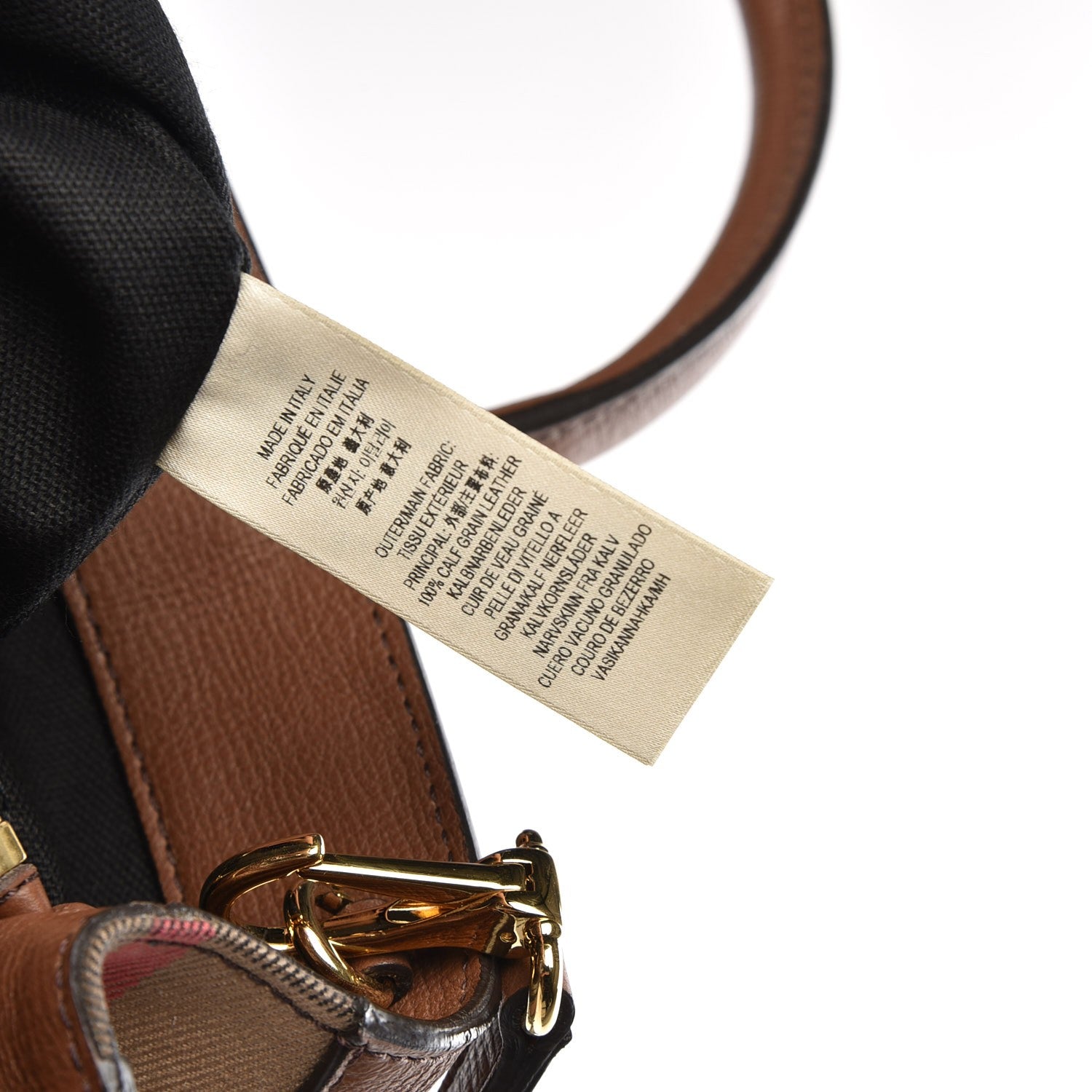 Burberry Grainy Calfskin House Check Medium Banner Tote Tan 9 of 9