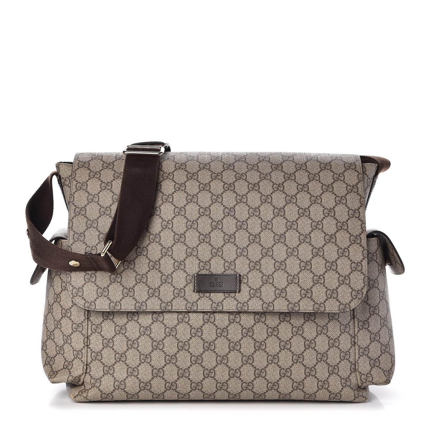GG Plus Monogram Messenger Diaper Bag Dark Brown