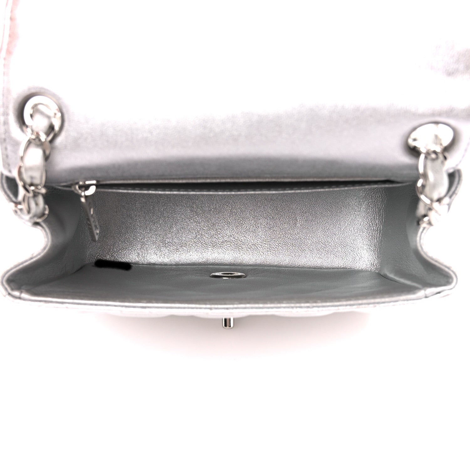 Chanel Metallic Lambskin Quilted Mini Square Flap Silver 5 of 11