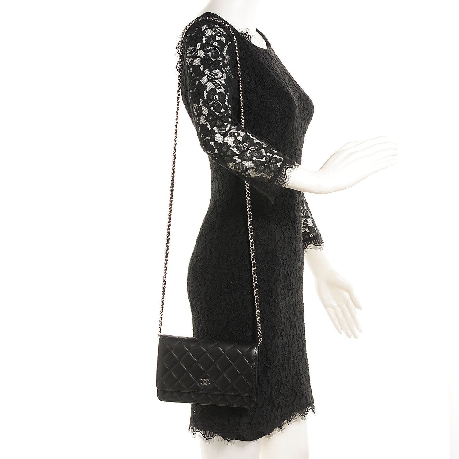 Chanel Lambskin Quilted Wallet on Chain WOC Black 2 of 9
