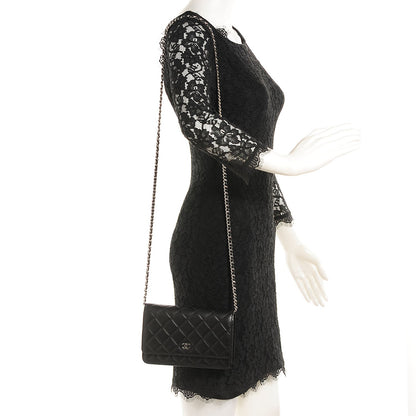 Chanel Lambskin Quilted Wallet on Chain WOC Black 2 of 9