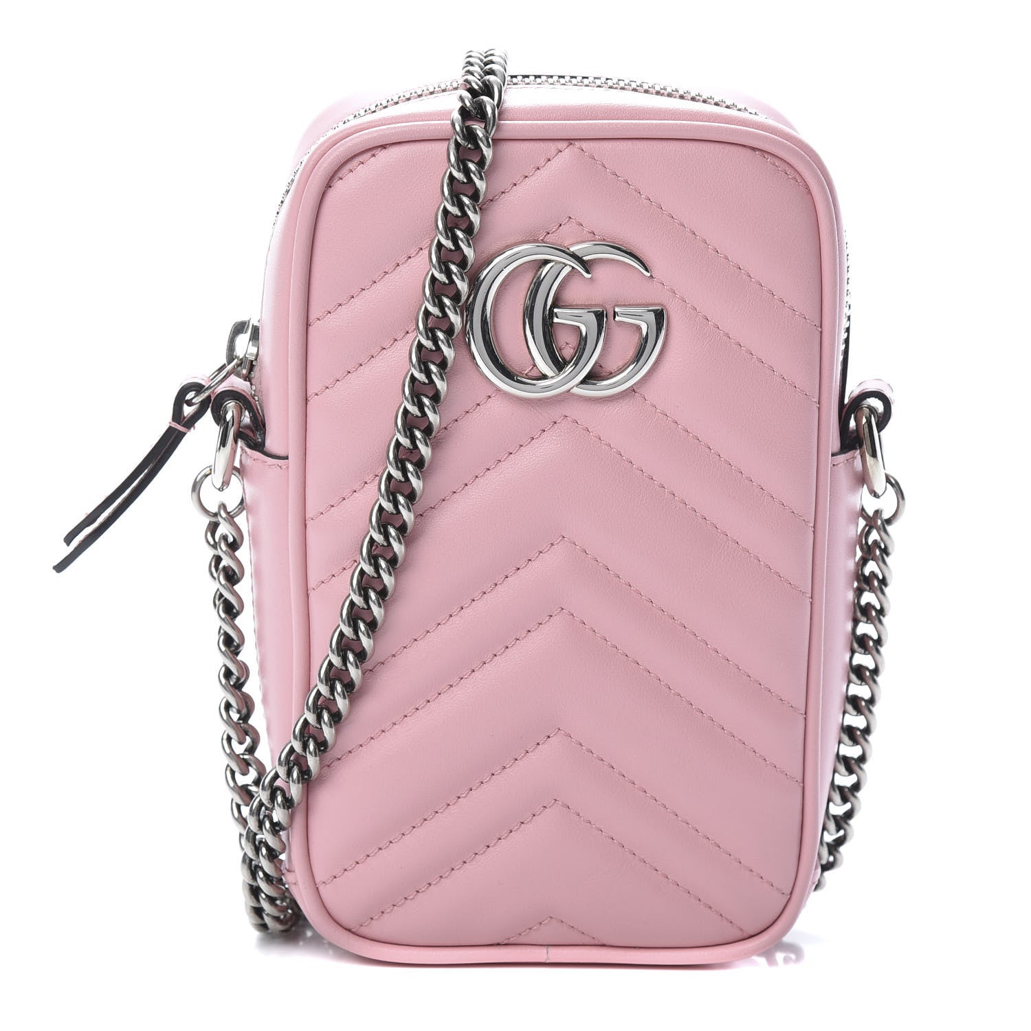 Gucci Calfskin Matelasse Mini GG Marmont Crossbody Bag Wild Rose 1 of 11