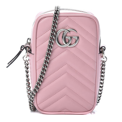 Gucci Calfskin Matelasse Mini GG Marmont Crossbody Bag Wild Rose 1 of 11